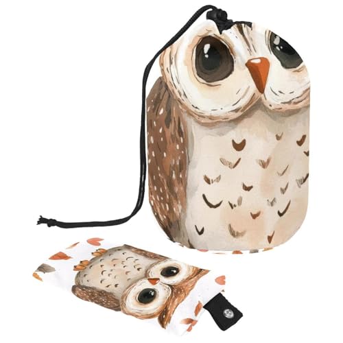 Make-up-Tasche mit Kordelzug, große Kapazität, Reise-Kosmetiktasche mit kleiner Reißverschluss-Geldbörse, tragbar, faule Kulturbeutel, Geschenke für Frauen, Weihnachtseulen, Mehrfarbig 2, von Luoweisi