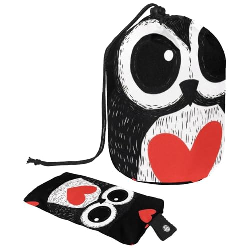 Make-up-Tasche mit Kordelzug, große Kapazität, Reise-Kosmetiktasche mit kleiner Reißverschluss-Geldbörse, tragbar, faule Kulturbeutel, Geschenke für Frauen, Weihnachtseulen, Mehrfarbig 20, von Luoweisi