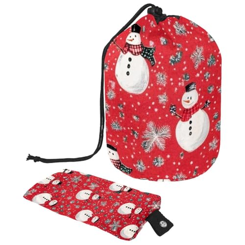 Make-up-Tasche mit Kordelzug, große Kapazität, Reise-Kosmetiktasche mit kleiner Reißverschluss-Geldbörse, tragbar, faule Kulturbeutel, Geschenke für Frauen, Weihnachtseulen, Mehrfarbig 6, von Luoweisi