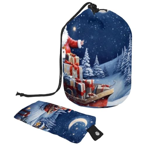 Make-up-Tasche mit Kordelzug, großes Fassungsvermögen, Reise-Kosmetiktasche mit kleinem Reißverschluss, tragbar, faule Kulturbeutel, Geschenke für Frauen, rot-weiße Schneeflocken, Weihnachten, von Luoweisi