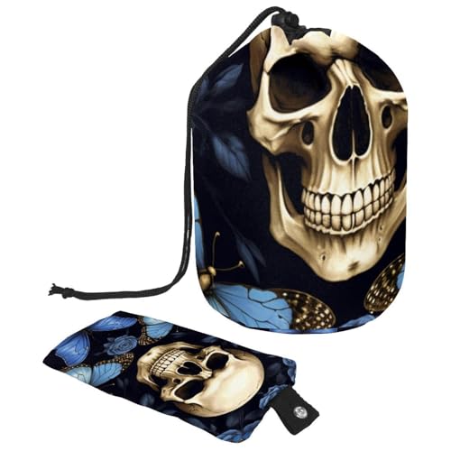 Make-up-Tasche mit Kordelzug, großes Fassungsvermögen, Reise-Kosmetiktasche mit kleinem Reißverschluss, tragbar, faule Kulturbeutel, Geschenke für Frauen, rot-weiße Schneeflocken, Weihnachten, von Luoweisi