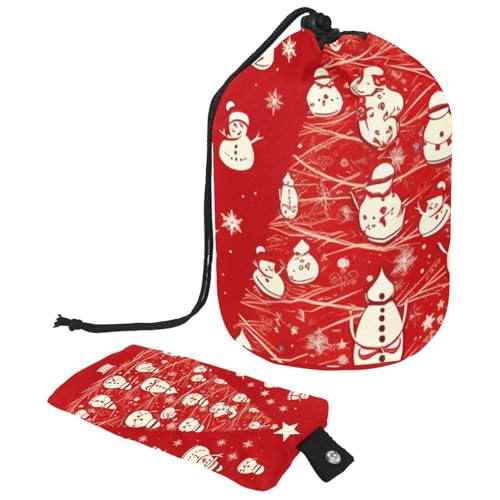 Make-up-Tasche mit Kordelzug, großes Fassungsvermögen, Reise-Kosmetiktasche mit kleinem Reißverschluss, tragbar, faule Kulturbeutel, Geschenke für Frauen, rot-weiße Schneeflocken, Weihnachten, von Luoweisi