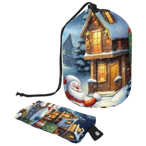Make-up-Tasche mit Kordelzug, großes Fassungsvermögen, Reise-Kosmetiktasche mit kleinem Reißverschluss, tragbar, faule Kulturbeutel, Geschenke für Frauen, rot-weiße Schneeflocken, Weihnachten, von Luoweisi