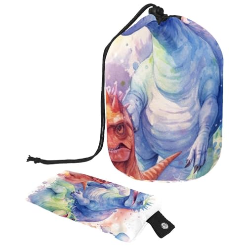 Make-up-Tasche mit Kordelzug, großes Fassungsvermögen, Reise-Kosmetiktasche mit kleinem Reißverschluss, tragbar, faule Waschtasche, Eimer, Kulturbeutel, Geschenke für Frauen, Dinosaurier, Aquarell, von Luoweisi