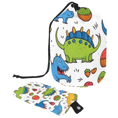 Make-up-Tasche mit Kordelzug, großes Fassungsvermögen, Reise-Kosmetiktasche mit kleinem Reißverschluss, tragbar, faule Waschtasche, Eimer, Kulturbeutel, Geschenke für Frauen, Dinosaurier, Aquarell, von Luoweisi