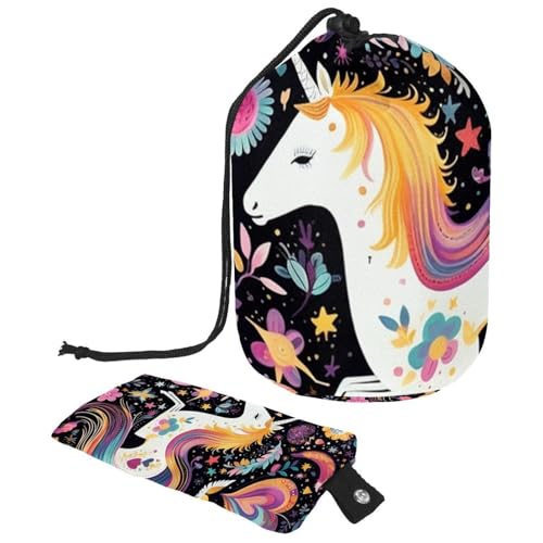 Make-up-Tasche mit Kordelzug, großes Fassungsvermögen, Reise-Kosmetiktasche mit kleinem Reißverschluss, tragbar, faule Waschtasche, Eimer, Kulturbeutel, Geschenke für Frauen, Dinosaurier, Aquarell, von Luoweisi