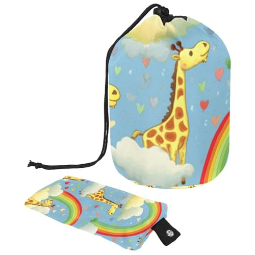 Make-up-Tasche mit Kordelzug, großes Fassungsvermögen, Reise-Kosmetiktasche mit kleinem Reißverschluss, tragbar, faule Waschtasche, Eimer, Kulturbeutel, Geschenke für Frauen, Dinosaurier, Aquarell, von Luoweisi