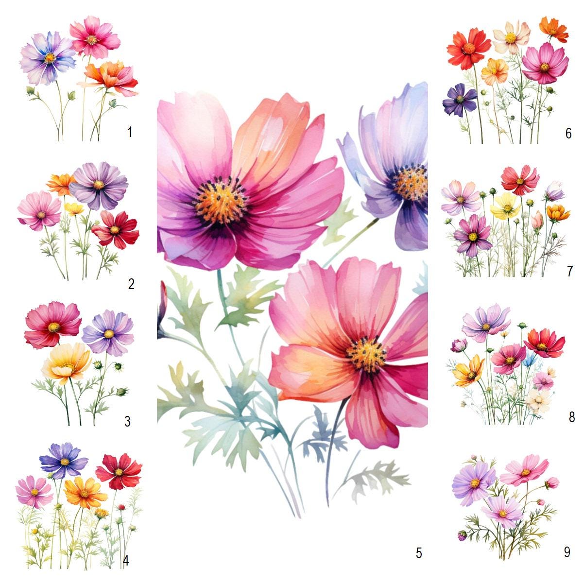 Cosmos Flowers Blumen Blumenbouquet Flowerpower Farbenfroh Bunt Bügelbild Lupama-Handmade Cosmos Flowers Blumen Blumenbouquet Flowerpower Farbenfroh Bunt Bügelbild Lupama-Handmade von Lupama