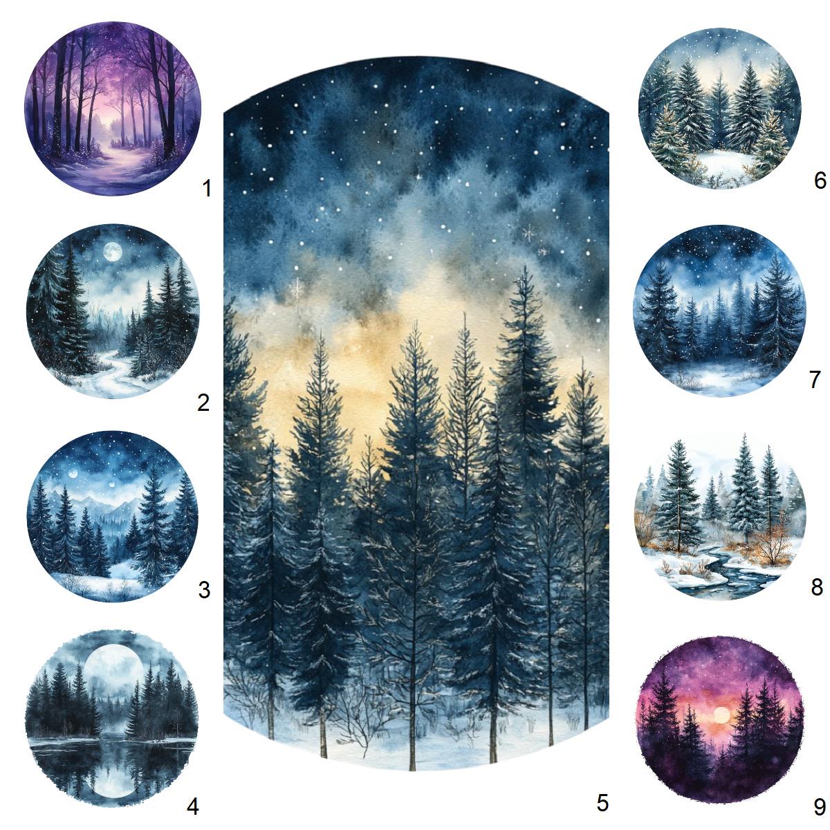 Winter Forest Dunkle Waldszene Erwachsene Bilder Bäume Mondschein Bügelbild Lupama-Handmade von Lupama