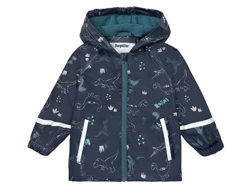 Lupilu Kleinkinder Jungen Matsch- und -Buddeljacke, wind- und wasserdicht, warmes Fleece Innenseite (Dino Navy: 110,116) von Lupilu