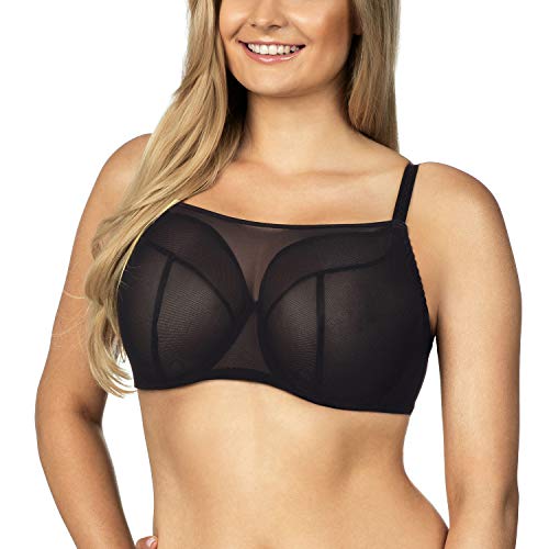 Lupoline Dame Soft-BH Top Träger Musterlos Tüll Netz Träger Unterwäsche 131, Schwarz,75E von Lupoline