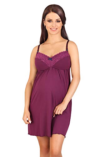 Lupoline Damen Mama Nachtwäsche Umstandskleid Neglige mit Stillfunktion 3005 violett mit Spitze 36 von Lupoline