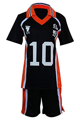 Bilicos Karasuno High School Volleyball Club No.10 Hinata Shouyou Jersey Trikot Uniform Cosplay Kostüm Schwarz M von Lupsty