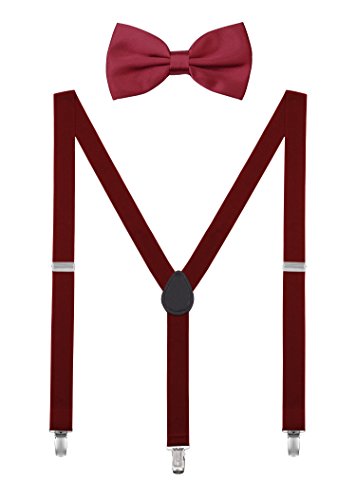 DEBAIJIA Unisex Hosenträger mit Fliege Set für Damen Herren Jugendliche Schick Design 3 Clips Elastisch Gürtel Längeverstellbar 155-180 Körperhöhe - Bordeaux DEBAIJIA Unisex Hosenträger mit Fliege Set für Damen Herren Jugendliche Schick Design 3 Clips Elastisch Gürtel Längeverstellbar 155-180 Körperhöhe - Bordeaux von DEBAIJIA