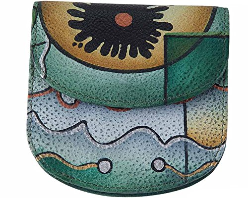 STEFANO Handbemalte halbrunde Damenbörse grün von Lupsty