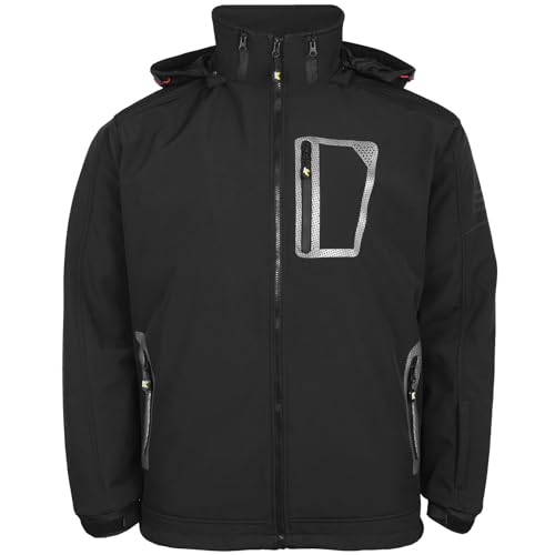 kam wasserfest weich Performance Jacke mit abnehmbarer Kapuze (kv39) Größen 2XL bis 8XL - Schwarz, XXXX-Large / 60"-62" von Lupsty