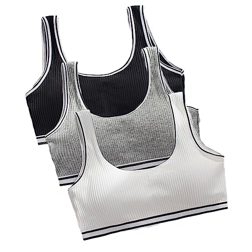 3 Stück Mädchen Baumwolle Sport BH Breite Träger Crop Top Traning BHS ohne Bügel Unterwäsche für Kinder Teenager von Lupy