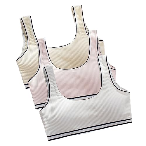 3 Stück Mädchen Baumwolle Sport BH Breite Träger Crop Top Traning BHS ohne Bügel Unterwäsche für Kinder Teenager von Lupy