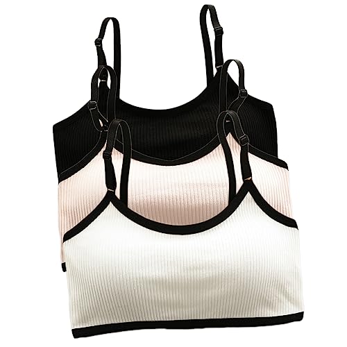 3 Stück Mädchen Baumwolle Sport BH Breite Träger Crop Top Traning BHS ohne Bügel Unterwäsche für Kinder Teenager von Lupy