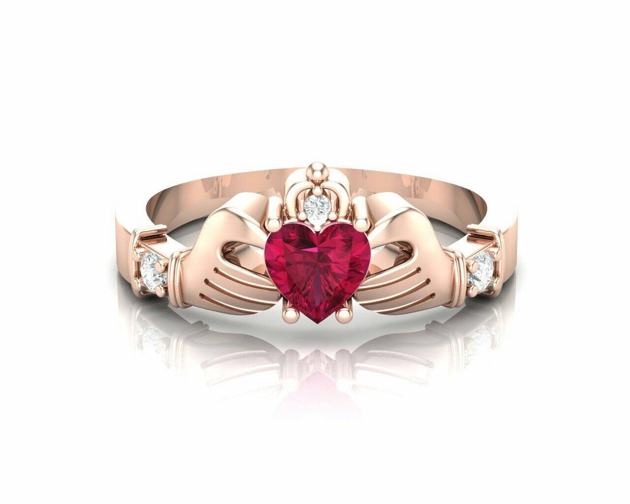 Rubin Claddagh Ring Brautring Jahrestag Zusagen Für Sie Sterling Silber Diopside Geschenk Geburtsstein von Luralor