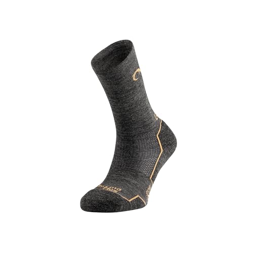 LURBEL Agres Five Merinowolle Socken Outdoor Socken Thermo Socken Trekking Socken Atmungsaktive Socken, Grau / Senf, Large von Lurbel