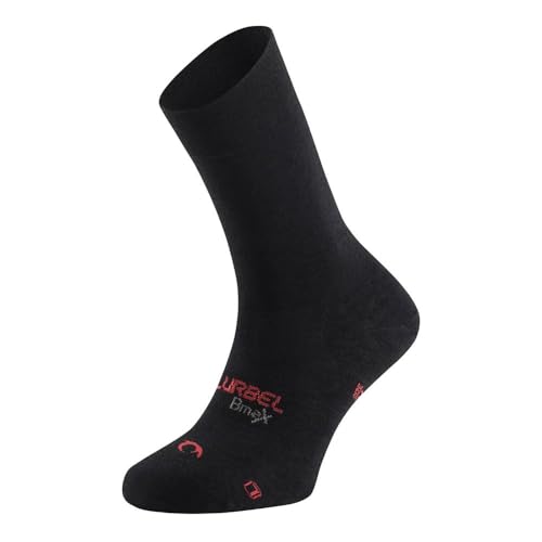 LURBEL Liner Five Thermosocken, dünne Socken, Wandersocken, nahtlose Socke, Wintersocken, Unisex, schwarz / rot, L von Lurbel