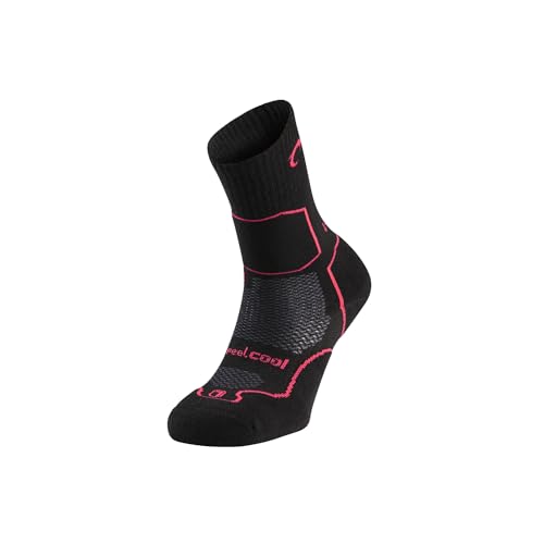 LURBEL Logan, nahtlose Socken, Trekkingsocken, Anti-Blasen-Socken, geruchshemmend, atmungsaktiv, Unisex-Socken., Schwarz/Fuchsia, L von Lurbel