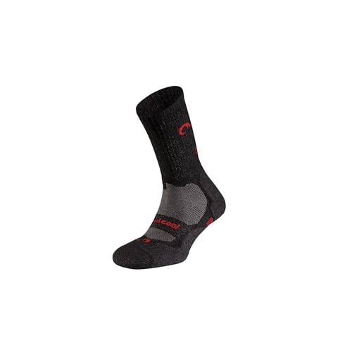 LURBEL Mountain Five, Hikking-Socken, nahtlose Socken, Blasen- und geruchshemmende Socken, Berge, Unisex, schwarz / rot, L von Lurbel