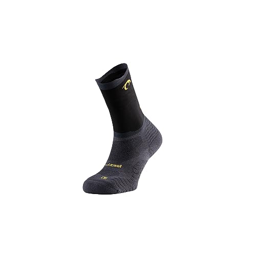 Lurbel Rise Five Trail-Laufsocken, atmungsaktiv, Anti-Blasen-Socken, Unisex-Socken, Laufsocken, hohe Socken., Grau / Schwarz, XL von Lurbel