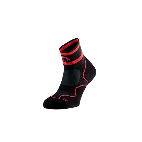 Lurbel Challenge Spirit Four Trail Running Socken Anti Blasen Socke Nahtlose Socke Atmungsaktiv Knöchelsocken Unisex, schwarz / rot, S von Lurbel