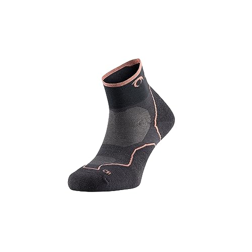 Lurbel Desafio, Trailrunning-Socken, Anti-Blasen-Socken, geruchshemmend, atmungsaktiv, für den Berg, Unisex, für Damen und Herren, Grau / Korallenrot, L von Lurbel
