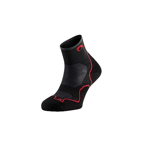 LURBEL Desafio Three Trailrunning-Socken, Anti-Blasen-Socke, geruchshemmend, atmungsaktive Bergsocken, Unisex, für Damen und Herren, schwarz / rot, XL von Lurbel