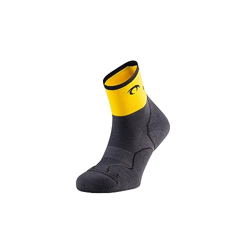 Lurbel Desafio Four Berg Laufsocken Anti Blasen Socke Trail Running Socke Nahtlos Unisex, Dunkel grau/gelb, L von Lurbel