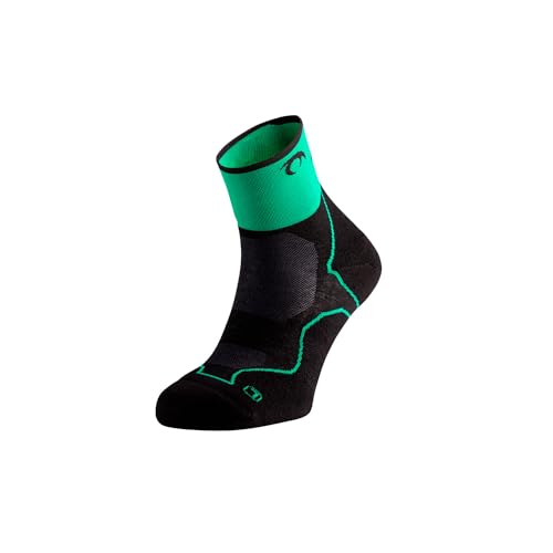 Lurbel Desafio Three Trail Running Socken, Anti-Blasen, Anti-Geruch, atmungsaktive Bergsocken, Unisex, Schwarz/Grün, L von Lurbel