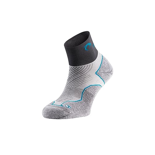 Lurbel Distance, Laufsocken, nahtlose Socken, Anti-Blasen- und geruchshemmende Socken, atmungsaktiv, Laufsocken, Unisex, Grau/türkis, M von Lurbel