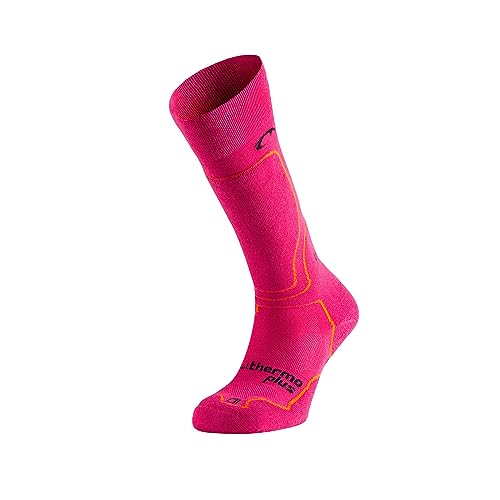 Lurbel Höhe Six, Thermo-Socken, Ski-Socken, hohe Socken, Schneestöcke, atmungsaktiv und geruchshemmend, Unisex, Fuchsia/Orange, S von Lurbel