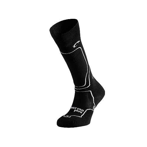 Lurbel Höhe Six, Thermo-Socken, Ski-Socken, hohe Socken, Schneestöcke, atmungsaktiv und geruchshemmend, Unisex, Schwarz/Eisgrau, M von Lurbel