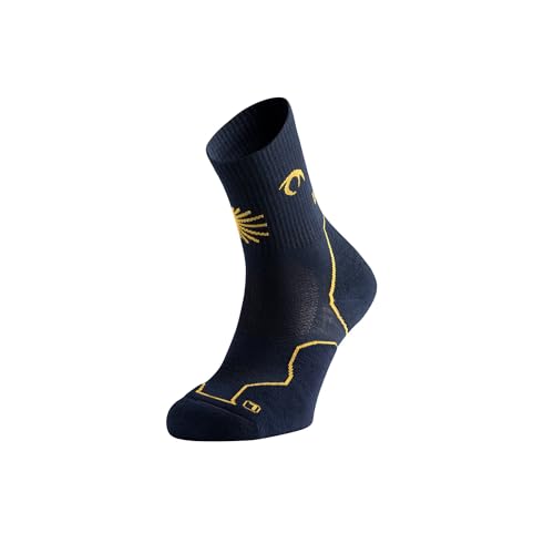 LURBEL Wandersocke von Santiago, atmungsaktive Socken, Anti-Blasen- und geruchshemmende Socken, Wandersocken, Unisex, A. Marineblau / Gelb, XL von Lurbel