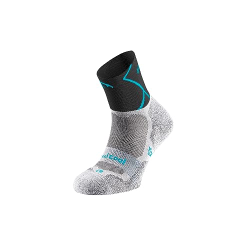 Lurbel Track Laufsocken, Anti-Blasensocken, atmungsaktive und geruchshemmende Socken, Laufsocken, Socken für Herren, Unisex., Eisgrau/Türkis, M von Lurbel