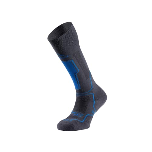 Lurbel Wetterfahne Evo Six Skisocken Thermo Socken Hohe Socken Nahtlose Socken Sportsocken Unisex, Grau/Blau, L von Lurbel