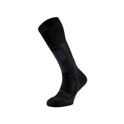 Lurbel Wetterfahne Evo Six Skisocken Thermo Socken Hohe Socken Nahtlose Socken Sportsocken Unisex, Schwarz, Grau, L von Lurbel