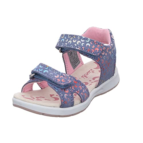 Lurchi Mädchen Sandalen Schuhe Dilara Sandale Veloursleder Kinderschuhe bedruckt Dilara blau rosa Klettverschluss von Lurchi