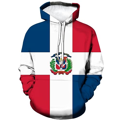 Lurhonp Dominikanische Republik Flagge Langarm Sweatshirt Pullover Hoodie, Mehrfarbig/Meereswellen (Ocean Tides), Small von Lurhonp