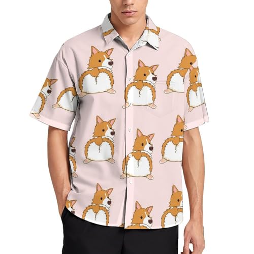 Herren Button-Down-Hemden Corgi Dogs Pattern Kurzärmeliges Freizeithemd T Shirt Herren Button-Down-Hemden Corgi Dogs Pattern Kurzärmeliges Freizeithemd T Shirt von Lurnise