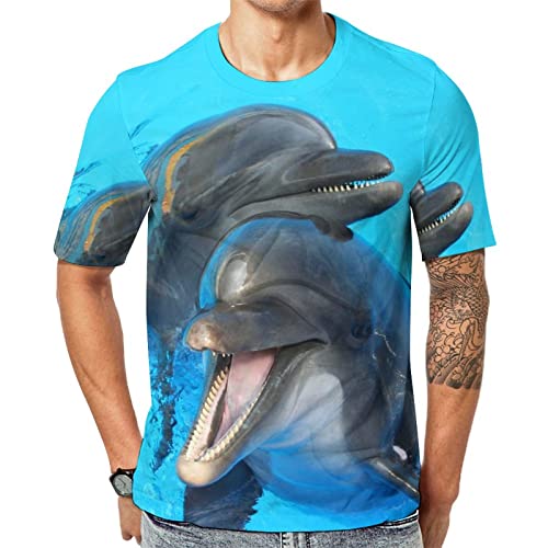 Herren-T-Shirt Delfin T-Shirt Mit Kurzen Ärmeln T-Shirt Mit Rundhalsausschnitt von Lurnise