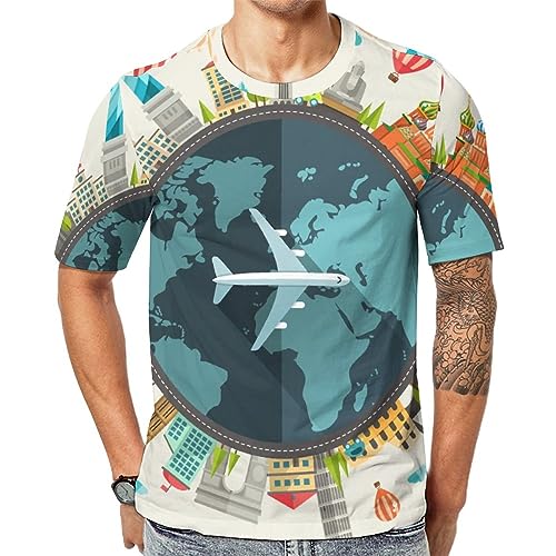 Herren-T-Shirt Flugzeug T-Shirt Mit Kurzen Ärmeln T-Shirt Mit Rundhalsausschnitt von Lurnise