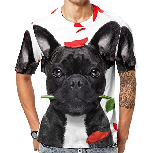 Herren-T-Shirt Französische Bulldogge Hund T-Shirt Mit Kurzen Ärmeln T-Shirt Mit Rundhalsausschnitt von Lurnise