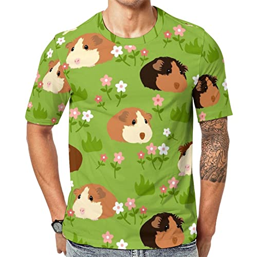 Herren-T-Shirt Haustier Meerschweinchen T-Shirt Mit Kurzen Ärmeln T-Shirt Mit Rundhalsausschnitt von Lurnise