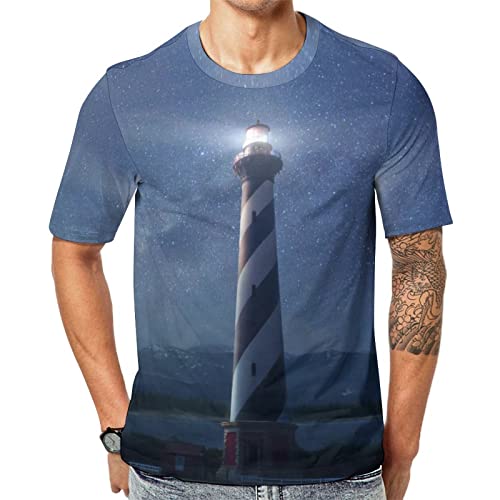 Herren-T-Shirt Leuchtturm T-Shirt Mit Kurzen Ärmeln T-Shirt Mit Rundhalsausschnitt von Lurnise