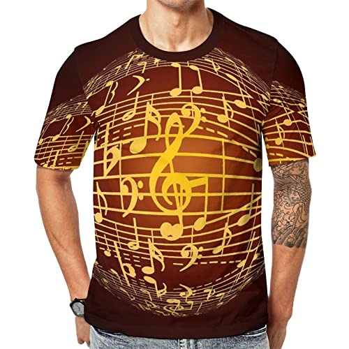 Herren-T-Shirt Musik Notenschlüssel T-Shirt Mit Kurzen Ärmeln T-Shirt Mit Rundhalsausschnitt von Lurnise